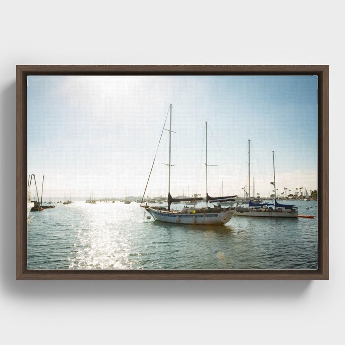 Sail Boat on San Diego Waterfront Framed Canvas
