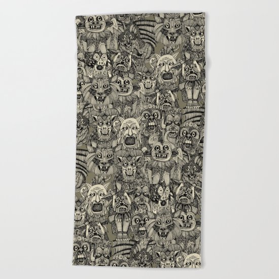gargoyles vintage black Beach Towel