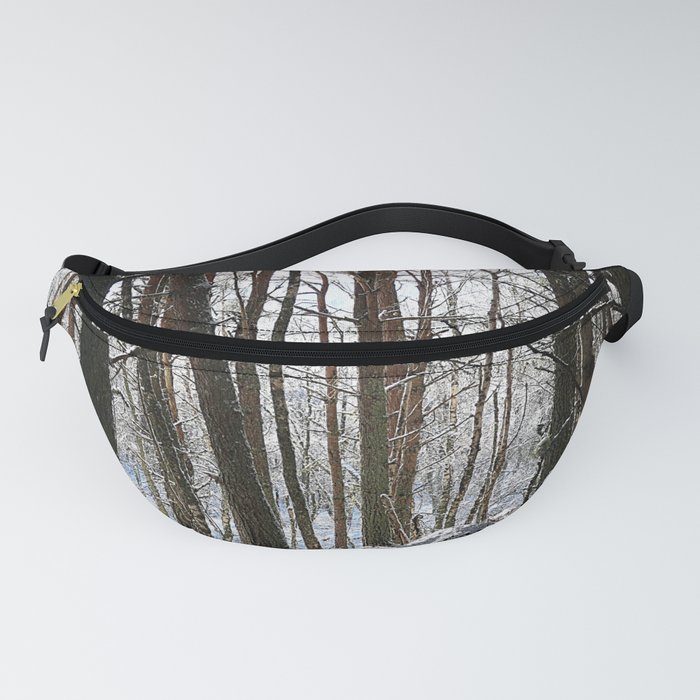 Birch and Pine Trees Amongst the Snow Fanny Pack