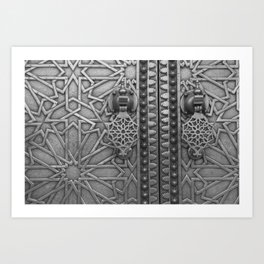 Marocco Metal Door - black & white Photography  Art Print