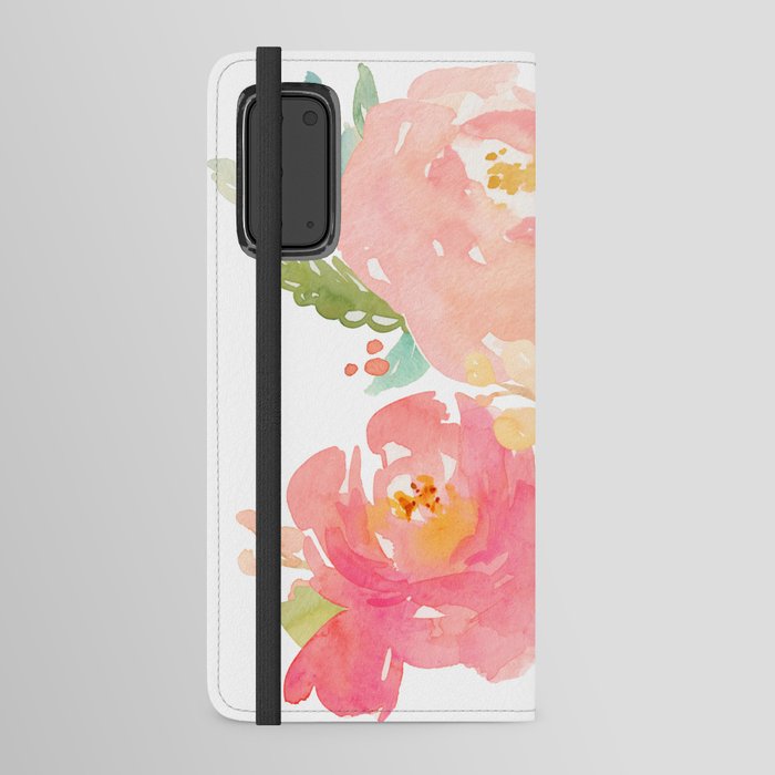 Watercolor Peonies Summer Bouquet Android Wallet Case