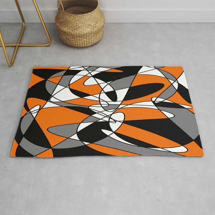 Abstract pattern - orange, gray, black and white. Rug