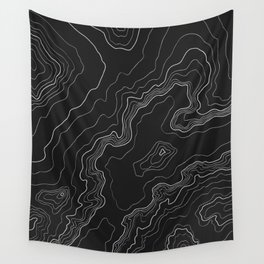 Black & White Topography map Wall Tapestry