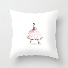 Sweet Pink Dress Watercolor Dress Throw Pillow