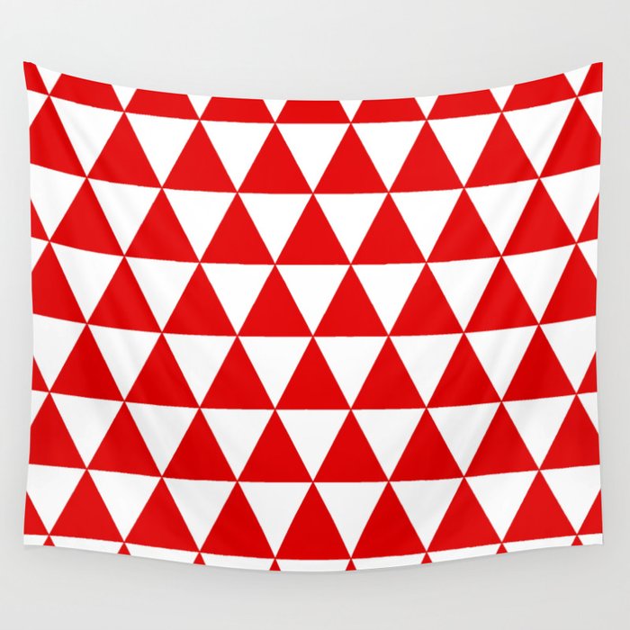 Triangle Texture (Red & White) Wall Tapestry