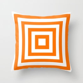 Orange and White Squares Throw Pillow