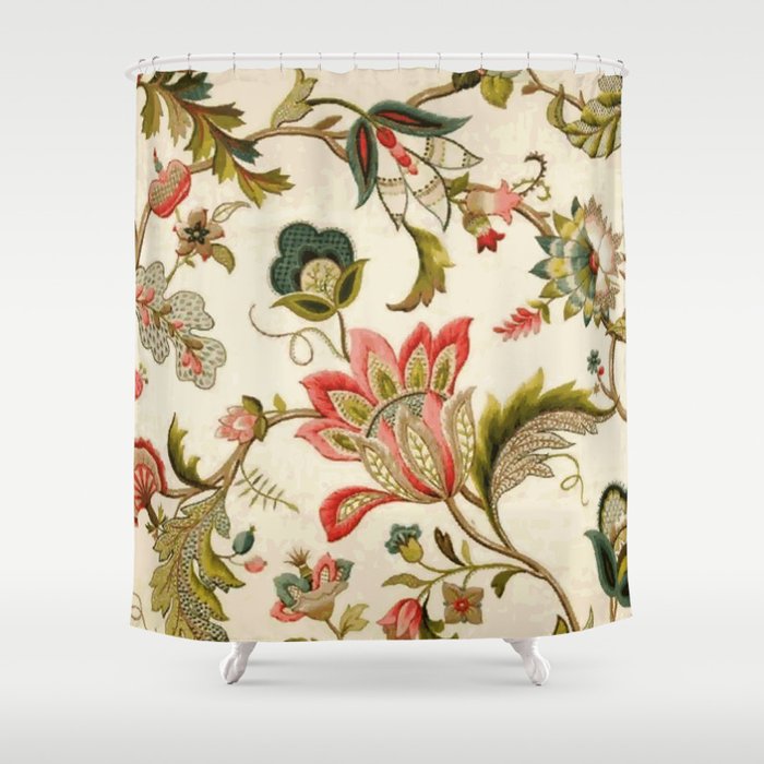 YUSDECOR Flowers Jacobean Floral Crewel Needlepoint Arts Crafts Sewing  Vintage Bathroom Decor Bath Shower Curtain 66x72 inch 