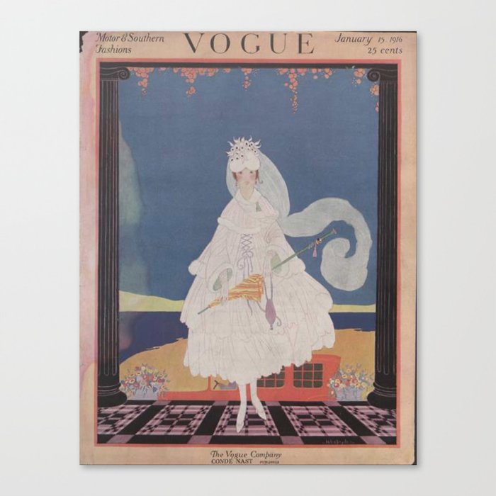 Vintage Fashion Magazine Cover Illustration January 1916 Canvas Print