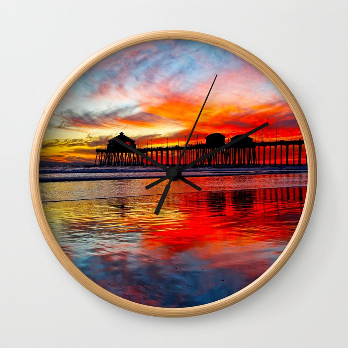 Huntington Beach Sunset    11/8/13 Wall Clock