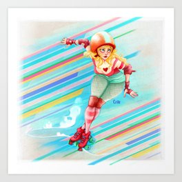 roller derby girl Art Print