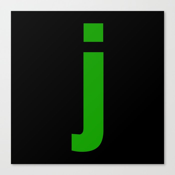 letter J (Green & Black) Canvas Print