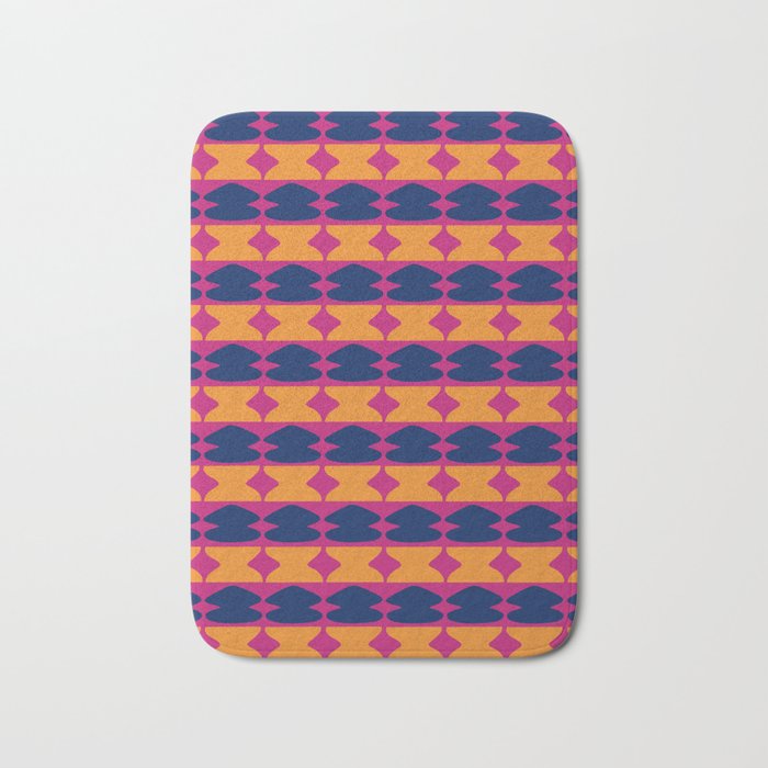 Repeat pattern yellow blue pink Bath Mat