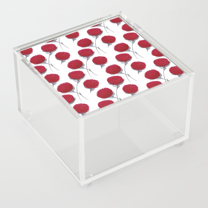 Bright Red flowers With Gray Leaves Acrylic Box