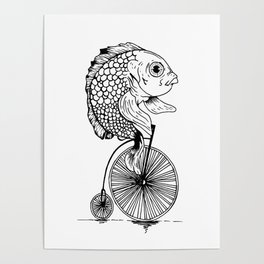 fish on bike Poster