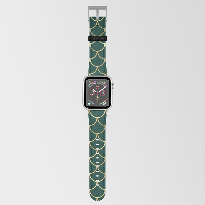 Gold Green Scales Pattern Apple Watch Band