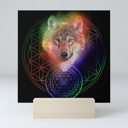 Colorful Wolf Sri Yantra Mandala Mini Art Print