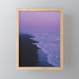 PURPLE MAGIC | seascape | glitter collage art | aesthetic of nature | yana potter digital art Framed Mini Art Print