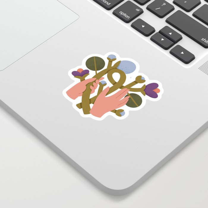 Graphic flowers plants Art Print Sticker