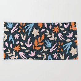 Floral Cutouts - Mid Century Modern Abstract Beach Towel