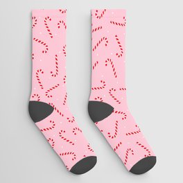 Christmas Candy Cane Pink Socks