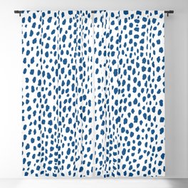 Handmade Polka Dot Paint Brush Pattern (Pantone Classic Blue and White) Blackout Curtain