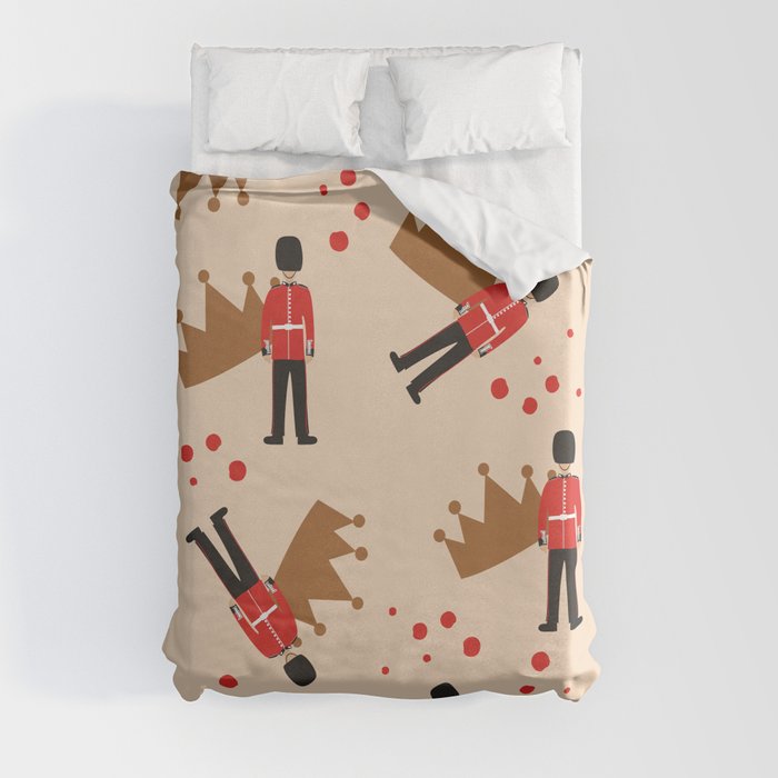 Queen's guard soldier and crown Duvet Cover