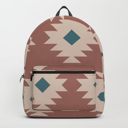Southwestern Pattern 536 Teal Green and Brown Backpack