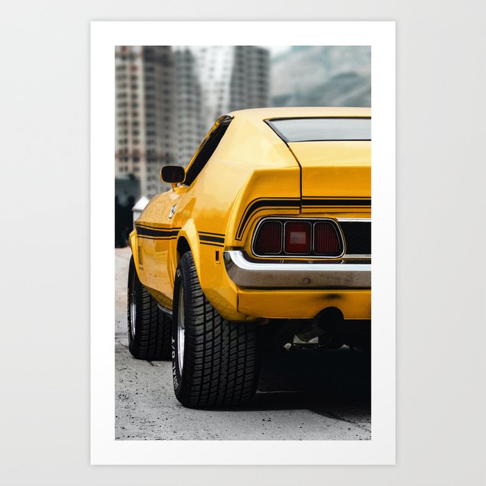 Vintage Pure American Muscle car Mustang Mach I rear shot automobile transporation color photograph / photography poster posters Art Print