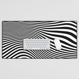 Retro Shapes And Lines Black And White Optical Art Desk Mat