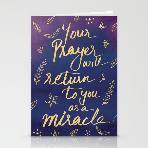 Purple Blue Typography Prayer Miracle Faith Spirituality Quote Watercolor Motivational Art Print Stationery Cards