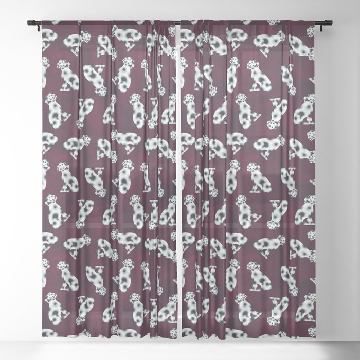 Dalmatian breed puppy dogs, pattern in digital drawing Sheer Curtain