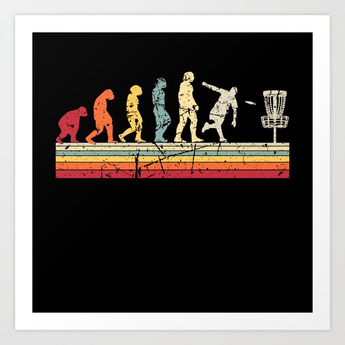 Evolution of man Frisbee Golfer Retro Vintage Disc Golf Art Print by