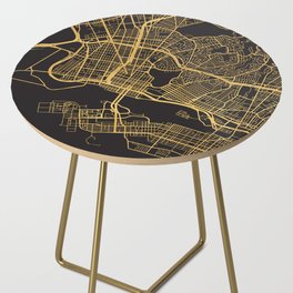 OAKLAND CALIFORNIA GOLD ON BLACK CITY MAP Side Table