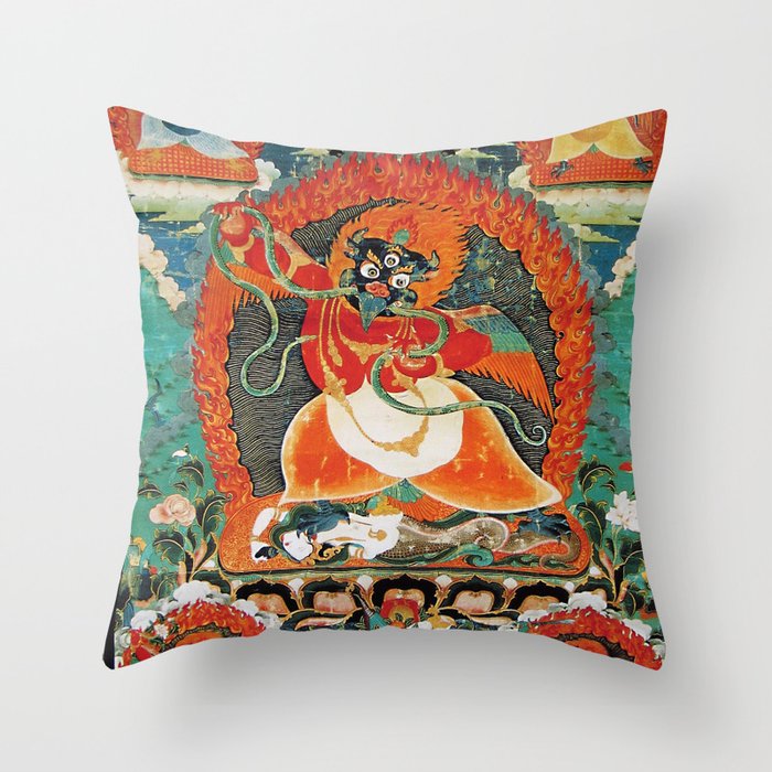 Tibetan Buddhist Hindu Garuda Shambala Throw Pillow