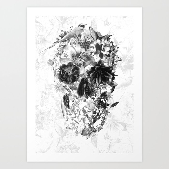 New Skull Light B&W Art Print