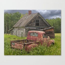 Old Chevy Pickup and Abandoned Farm House Canvas Print