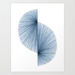 Mid Century Style Modern Geometric Abstract in Indigo Blue Art Print