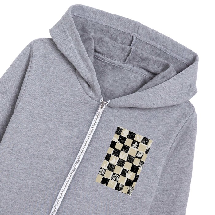 Black Forest check black and white Kids Zip Hoodie