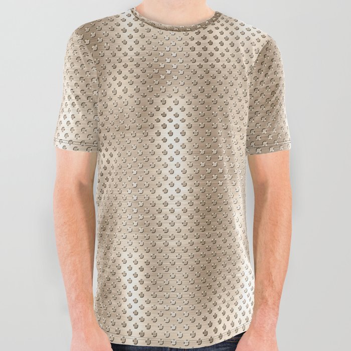 Light Gold Brushed Metallic Texture All Over Graphic Tee