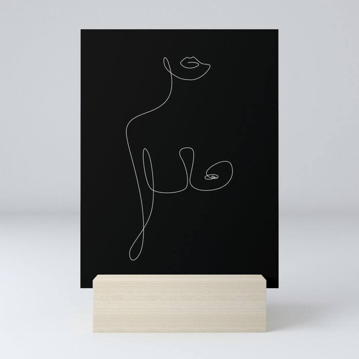 Lip To Nip Night / Naked woman drawing Mini Art Print