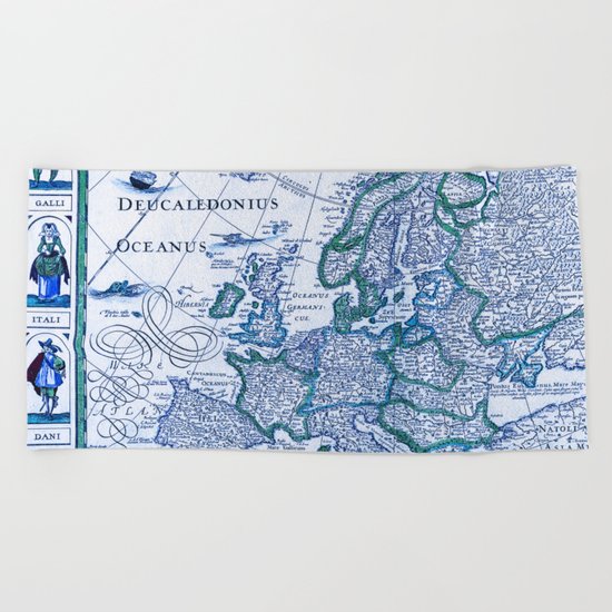 Royal Vintage Map Beach Towel