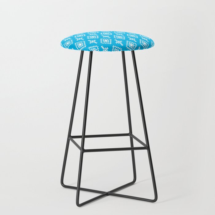 Turquoise and White Native American Tribal Pattern Bar Stool
