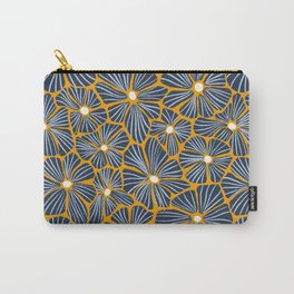 Floral Retro Pattern Dark Blue Carry-All Pouch | Pattern, Blue, Bright, Flowers, Floral, 60S, Mosaic, Sixties, Blueflowers, Vinatgeflowers 
