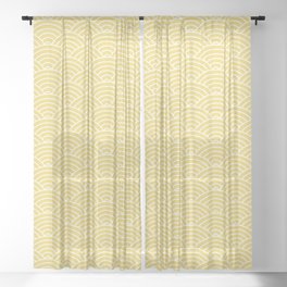 Japanese Waves Pattern Yellow Sheer Curtain
