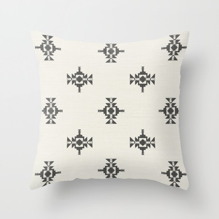 White Aztec Southwestern Pattern Throw Pillow