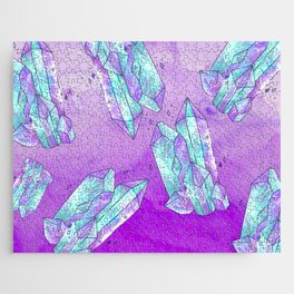 Purple and Blue Watercolor Crystals Jigsaw Puzzle