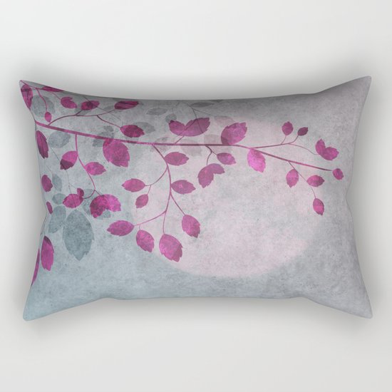 Pink Moon and leaf illustration Rectangular Pillow