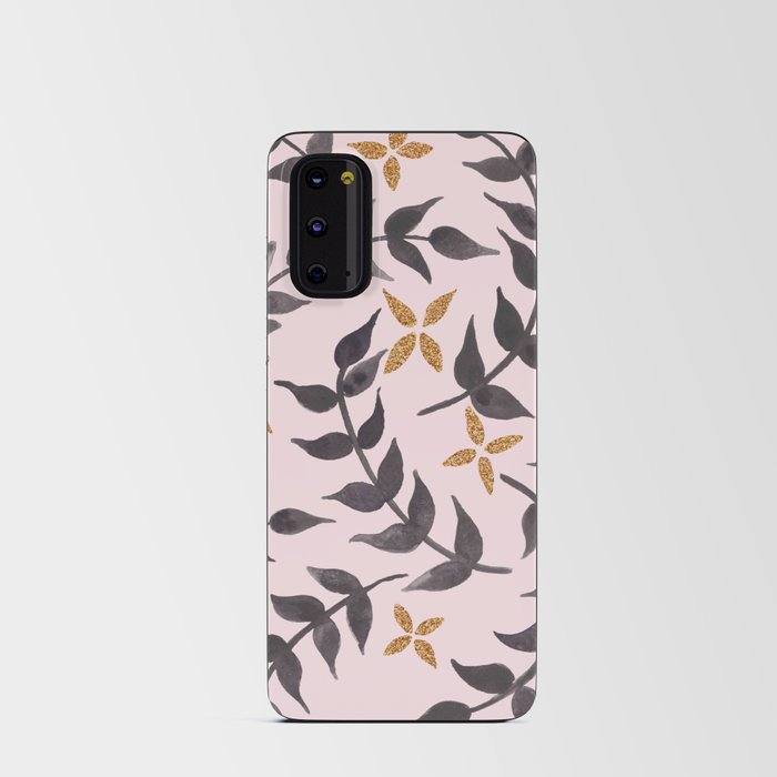 Black, pink and gold floral pattern Android Card Case