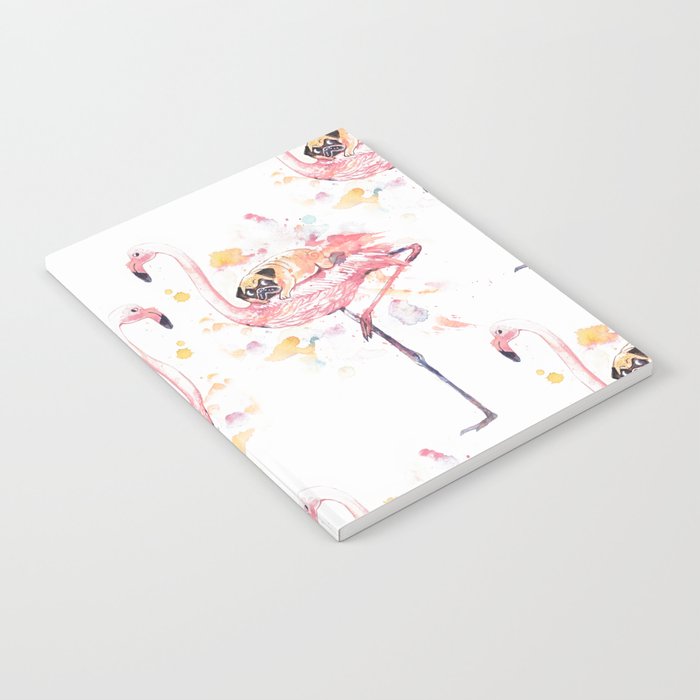 Flamingo and Pug Watercolor Notebook