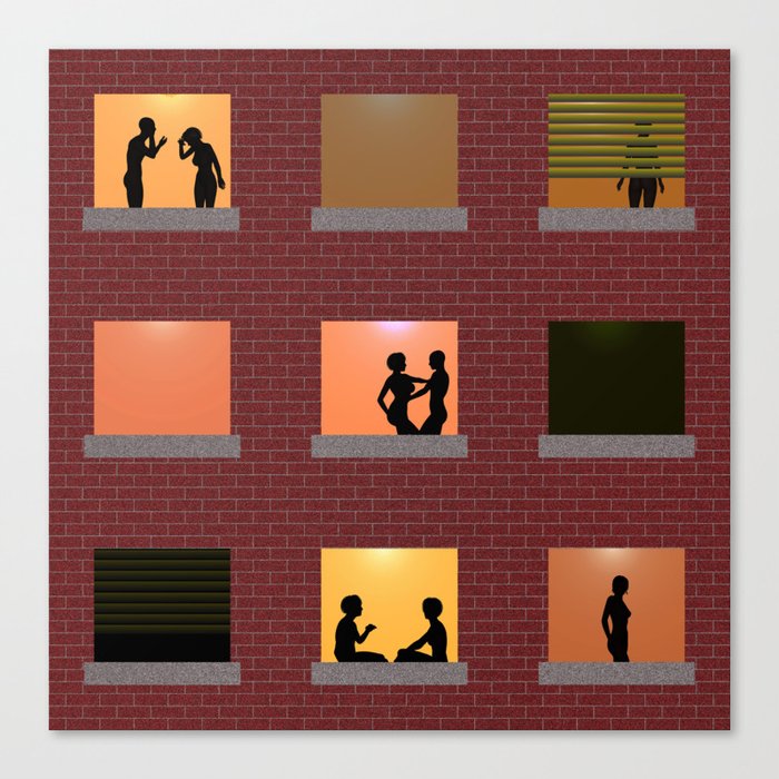 Multi Y Apartment Windows At Night Canvas Print By Markuk97 Multi Y Apartment Windows At Night Canvas Print